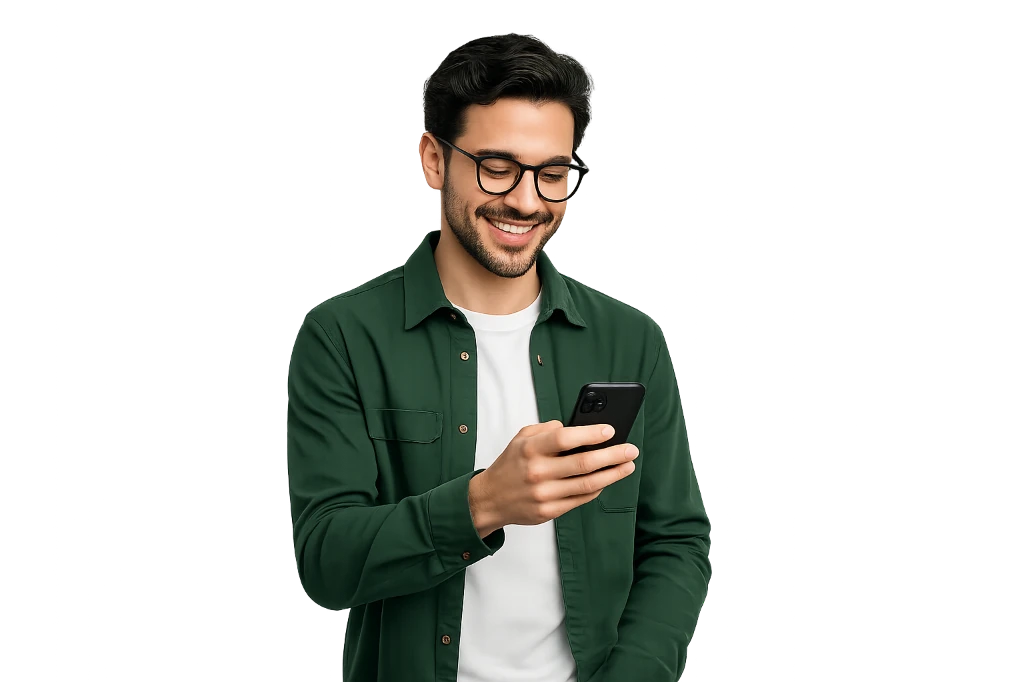 Persona consultando contenido financiero de Pilo en redes sociales